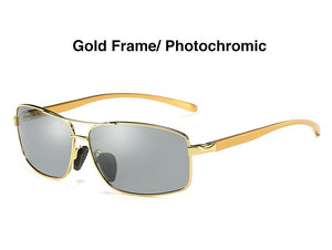 AORON Photochromic Polarized Mens Sunglasses Classic Rectangle Sun Glasses UV400 Aluminum magnesium Leg Sunglasses