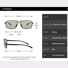 Load image into Gallery viewer, AORON Photochromic Polarized Mens Sunglasses Classic Rectangle Sun Glasses UV400 Aluminum magnesium Leg Sunglasses