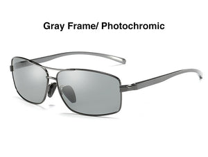 AORON Photochromic Polarized Mens Sunglasses Classic Rectangle Sun Glasses UV400 Aluminum magnesium Leg Sunglasses