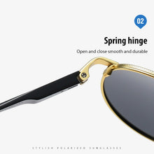 Carica l&#39;immagine nel visualizzatore di Gallery, AORON Retro Polarized Sunglasses Round Sun Glasses Men Women Mirror Reflective Metal Frame Aluminum Legs Men Sunglasses A553