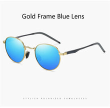 Carica l&#39;immagine nel visualizzatore di Gallery, AORON Retro Polarized Sunglasses Round Sun Glasses Men Women Mirror Reflective Metal Frame Aluminum Legs Men Sunglasses A553