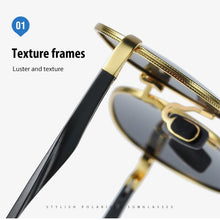 Carica l&#39;immagine nel visualizzatore di Gallery, AORON Retro Polarized Sunglasses Round Sun Glasses Men Women Mirror Reflective Metal Frame Aluminum Legs Men Sunglasses A553