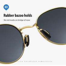 Carica l&#39;immagine nel visualizzatore di Gallery, AORON Retro Polarized Sunglasses Round Sun Glasses Men Women Mirror Reflective Metal Frame Aluminum Legs Men Sunglasses A553