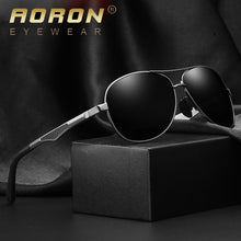 Load image into Gallery viewer, AORON Sunglasses Men Polarized Sunglasses Aluminum Leg Frame UV400 Sun Glasses Classic Pilot Mirror Sunglasses Men