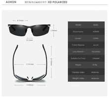 Carica l&#39;immagine nel visualizzatore di Gallery, AORON Sunglasses Men Polarized Sunglasses Classic Sports Driving Mirror Glasses Aluminum Frame UV400 Sun Glasses A8530