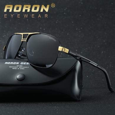 AORON Sunglasses Polarized Mens Sun glasses Aluminum Frame UV400  Design Male Sunglasses Anti-Reflective