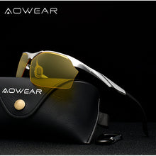 Load image into Gallery viewer, AOWAER Aluminum Rimless Night Vision Glasses Men Polarized Yellow Anti-Glare Night Driving  Sunglasses Car Driver Goggles