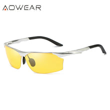 Load image into Gallery viewer, AOWAER Aluminum Rimless Night Vision Glasses Men Polarized Yellow Anti-Glare Night Driving  Sunglasses Car Driver Goggles
