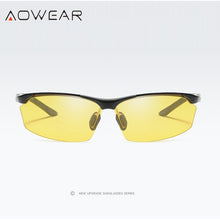 Load image into Gallery viewer, AOWAER Aluminum Rimless Night Vision Glasses Men Polarized Yellow Anti-Glare Night Driving  Sunglasses Car Driver Goggles