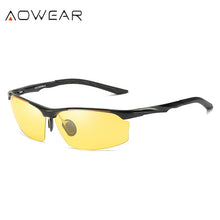 Load image into Gallery viewer, AOWAER Aluminum Rimless Night Vision Glasses Men Polarized Yellow Anti-Glare Night Driving  Sunglasses Car Driver Goggles