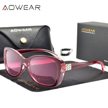 Load image into Gallery viewer, AOWEAR 2023 Clear Fashionable Glasses Women Polarized Party Rhinestone Vintage Sunglasses Ladies Shades Eyewear with Case Oculos