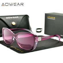Load image into Gallery viewer, AOWEAR 2023 Clear Fashionable Glasses Women Polarized Party Rhinestone Vintage Sunglasses Ladies Shades Eyewear with Case Oculos