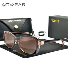 Load image into Gallery viewer, AOWEAR 2023 Clear Fashionable Glasses Women Polarized Party Rhinestone Vintage Sunglasses Ladies Shades Eyewear with Case Oculos
