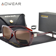 Load image into Gallery viewer, AOWEAR 2023 Clear Fashionable Glasses Women Polarized Party Rhinestone Vintage Sunglasses Ladies Shades Eyewear with Case Oculos