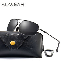 Load image into Gallery viewer, AOWEAR 2023  Quality Rectangle Sunglasses Men Polarized Fashionable Memory Metal Retro Sun Glasses with Case Gafas De Sol