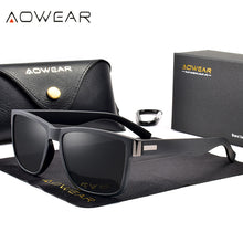 Load image into Gallery viewer, AOWEAR 2023 Mens Square Sunglasses Men Polarized Pattern Temples Mirror Sun Glasses Male Anti-reflective Car Driving Glasses
