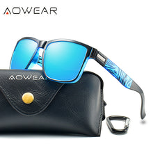 Load image into Gallery viewer, AOWEAR 2023 Mens Square Sunglasses Men Polarized Pattern Temples Mirror Sun Glasses Male Anti-reflective Car Driving Glasses