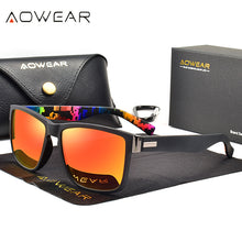 Load image into Gallery viewer, AOWEAR 2023 Mens Square Sunglasses Men Polarized Pattern Temples Mirror Sun Glasses Male Anti-reflective Car Driving Glasses