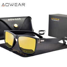 Load image into Gallery viewer, AOWEAR 2023 Mens Square Sunglasses Men Polarized Pattern Temples Mirror Sun Glasses Male Anti-reflective Car Driving Glasses