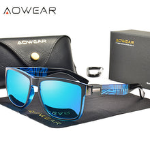 Load image into Gallery viewer, AOWEAR 2023 Mens Square Sunglasses Men Polarized Pattern Temples Mirror Sun Glasses Male Anti-reflective Car Driving Glasses