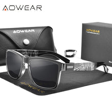 Load image into Gallery viewer, AOWEAR 2023 Mens Square Sunglasses Men Polarized Pattern Temples Mirror Sun Glasses Male Anti-reflective Car Driving Glasses