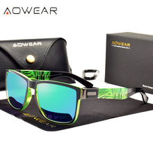 Load image into Gallery viewer, AOWEAR 2023 Mens Square Sunglasses Men Polarized Pattern Temples Mirror Sun Glasses Male Anti-reflective Car Driving Glasses