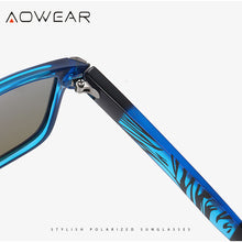 Load image into Gallery viewer, AOWEAR 2023 Mens Square Sunglasses Men Polarized Pattern Temples Mirror Sun Glasses Male Anti-reflective Car Driving Glasses