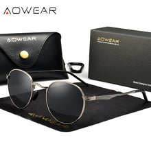 Carica l'immagine nel visualizzatore di Gallery, AOWEAR 2023 Womens Polarized Round Sunglasses Women  Vintage Fashionable Mirror Glasses Ladies Steampunk Vintage Eyewear