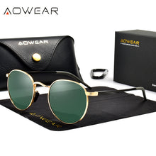 Carica l'immagine nel visualizzatore di Gallery, AOWEAR 2023 Womens Polarized Round Sunglasses Women  Vintage Fashionable Mirror Glasses Ladies Steampunk Vintage Eyewear