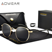 Carica l'immagine nel visualizzatore di Gallery, AOWEAR 2023 Womens Polarized Round Sunglasses Women  Vintage Fashionable Mirror Glasses Ladies Steampunk Vintage Eyewear
