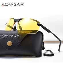 Load image into Gallery viewer, AOWEAR Aluminum Night Driving Glasses Anti Glare Night Vision Driver Glasses Men Polarized Yellow Sunglasses High Quality Goggle