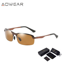 Load image into Gallery viewer, AOWEAR Aluminum Night Driving Glasses Anti Glare Night Vision Driver Glasses Men Polarized Yellow Sunglasses High Quality Goggle