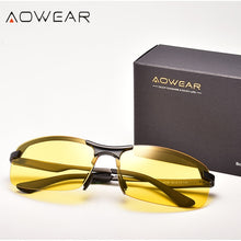 Load image into Gallery viewer, AOWEAR Aluminum Night Driving Glasses Anti Glare Night Vision Driver Glasses Men Polarized Yellow Sunglasses High Quality Goggle