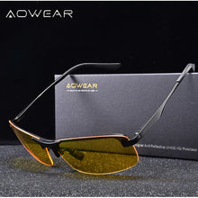 Load image into Gallery viewer, AOWEAR Aluminum Night Driving Glasses Anti Glare Night Vision Driver Glasses Men Polarized Yellow Sunglasses High Quality Goggle