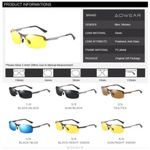 Load image into Gallery viewer, AOWEAR Aluminum Night Driving Glasses Anti Glare Night Vision Driver Glasses Men Polarized Yellow Sunglasses High Quality Goggle