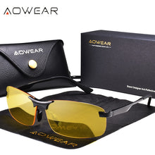 Load image into Gallery viewer, AOWEAR Aluminum Night Driving Glasses Anti Glare Night Vision Driver Glasses Men Polarized Yellow Sunglasses High Quality Goggle