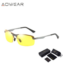 Load image into Gallery viewer, AOWEAR Aluminum Night Driving Glasses Anti Glare Night Vision Driver Glasses Men Polarized Yellow Sunglasses High Quality Goggle