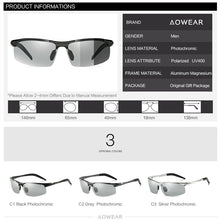 Load image into Gallery viewer, AOWEAR Aluminum Rimless Photochromic Sunglasses Men Polarized Day Night Driving Glasses Chameleon discolor Lens Eyeglass Gafas