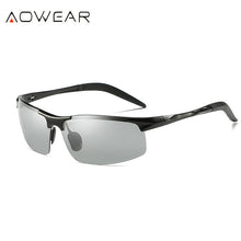 Load image into Gallery viewer, AOWEAR Aluminum Rimless Photochromic Sunglasses Men Polarized Day Night Driving Glasses Chameleon discolor Lens Eyeglass Gafas