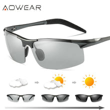 Load image into Gallery viewer, AOWEAR Aluminum Rimless Photochromic Sunglasses Men Polarized Day Night Driving Glasses Chameleon discolor Lens Eyeglass Gafas