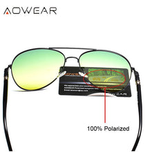 Load image into Gallery viewer, AOWEAR Aviation Day Night Vision Sunglasses Men Polarized Yellow Green Driver Glasses for Day and Night Driving Goggles Sunglass