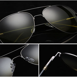 AOWEAR Aviation Day Night Vision Sunglasses Men Polarized Yellow Green Driver Glasses for Day and Night Driving Goggles Sunglass