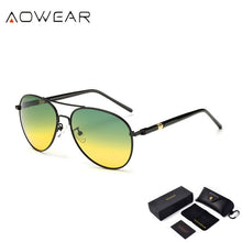 Load image into Gallery viewer, AOWEAR Aviation Day Night Vision Sunglasses Men Polarized Yellow Green Driver Glasses for Day and Night Driving Goggles Sunglass