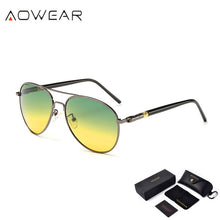 Load image into Gallery viewer, AOWEAR Aviation Day Night Vision Sunglasses Men Polarized Yellow Green Driver Glasses for Day and Night Driving Goggles Sunglass