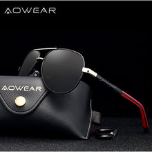 Load image into Gallery viewer, AOWEAR Aviation  Sunglasses Men Polarized Oversized Driving Mirror Glasses Male Brand Designer Retro Eyewear with Case