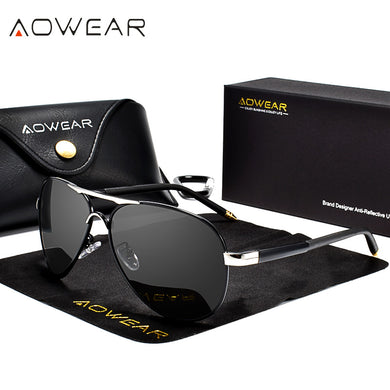 AOWEAR Aviation Polarized Sunglasses Men Driving Mirror Sun Glasses Male Brand Design Classic Pilot Eyewear Oculos Gafas De Sol