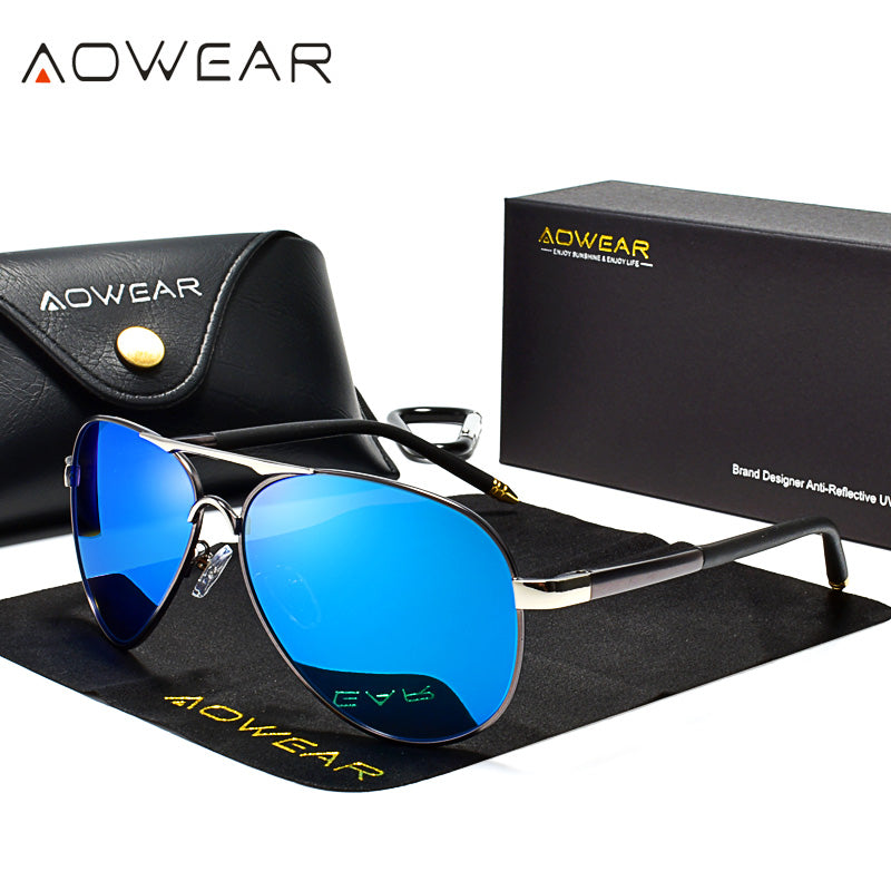AOWEAR Aviation Polarized Sunglasses Men Driving Mirror Sun Glasses Male Brand Design Classic Pilot Eyewear Oculos Gafas De Sol