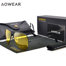 Carica l'immagine nel visualizzatore di Gallery, AOWEAR Brand 3025 Goggles Vision Night Glasses for Driving Polarized Aviation Yellow Sunglasses Men Night Vision Pilot Eyewear