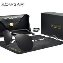 Load image into Gallery viewer, AOWEAR Brand Aviation Polarized Sunglasses Men Classic Driving Retro Sun Glasses Man Driver Oversized Eyewear Gafas De Sol