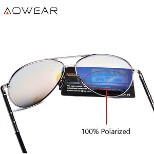 AOWEAR Brand Designer Polarized Aviation Sunglasses Men Retro Mirror Sun Glasses Male Driving Outdoor Goggles Glasses Oculos